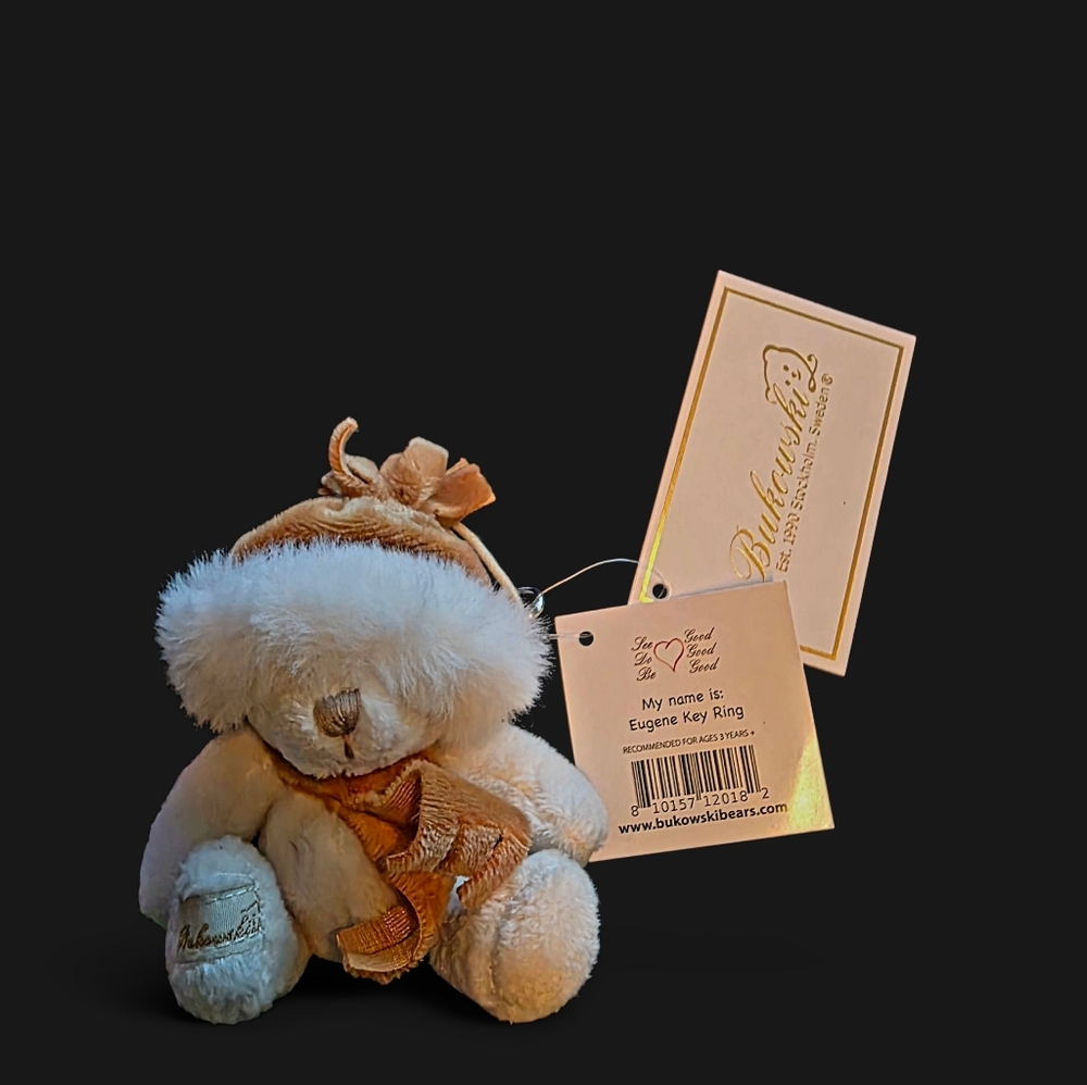 Bukouwski Beige and Cream Teddy Bear Bag Charm NWT